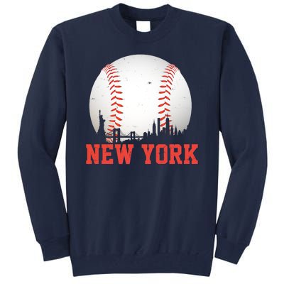 New York Skyline Baseball Sports Fan Tall Sweatshirt