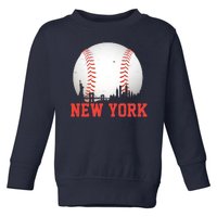 New York Skyline Baseball Sports Fan Toddler Sweatshirt