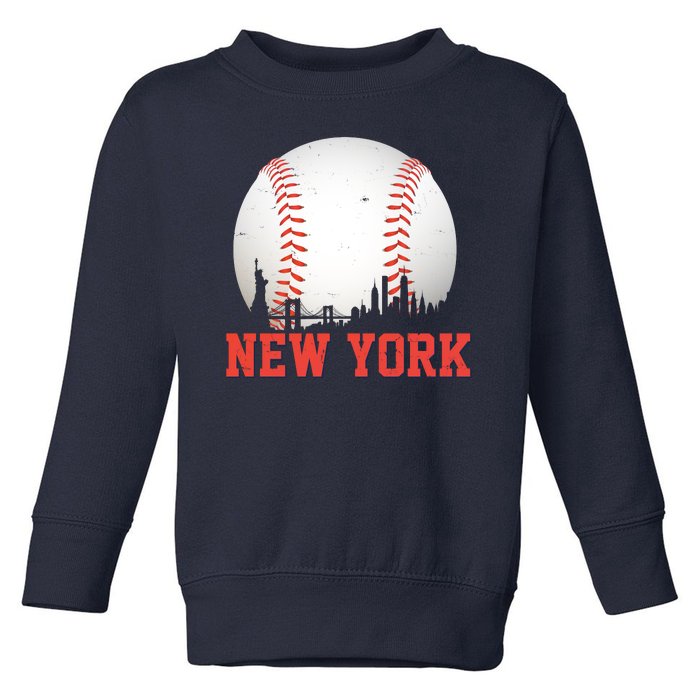 New York Skyline Baseball Sports Fan Toddler Sweatshirt