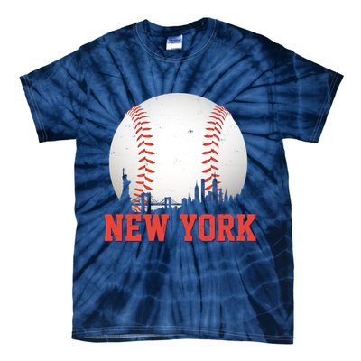New York Skyline Baseball Sports Fan Tie-Dye T-Shirt