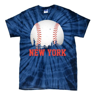 New York Skyline Baseball Sports Fan Tie-Dye T-Shirt