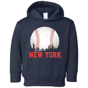 New York Skyline Baseball Sports Fan Toddler Hoodie