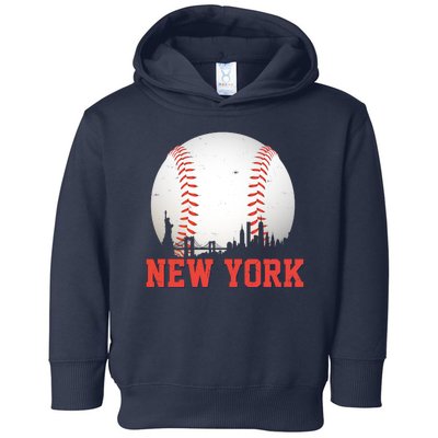 New York Skyline Baseball Sports Fan Toddler Hoodie