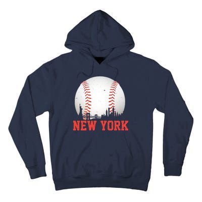 New York Skyline Baseball Sports Fan Tall Hoodie