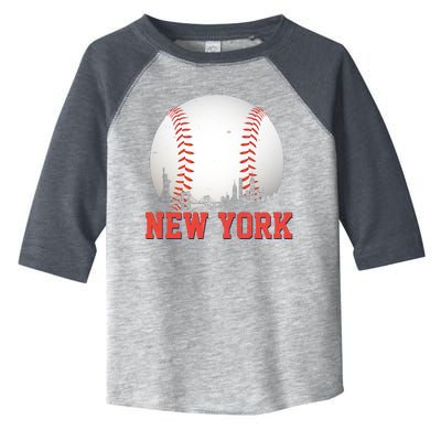 New York Skyline Baseball Sports Fan Toddler Fine Jersey T-Shirt