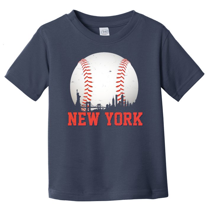 New York Skyline Baseball Sports Fan Toddler T-Shirt