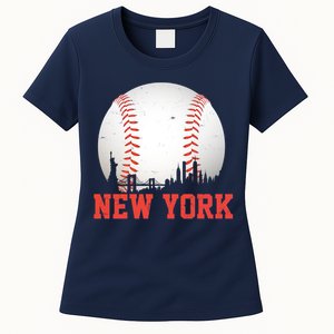 New York Skyline Baseball Sports Fan Women's T-Shirt