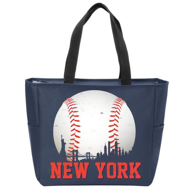 New York Skyline Baseball Sports Fan Zip Tote Bag