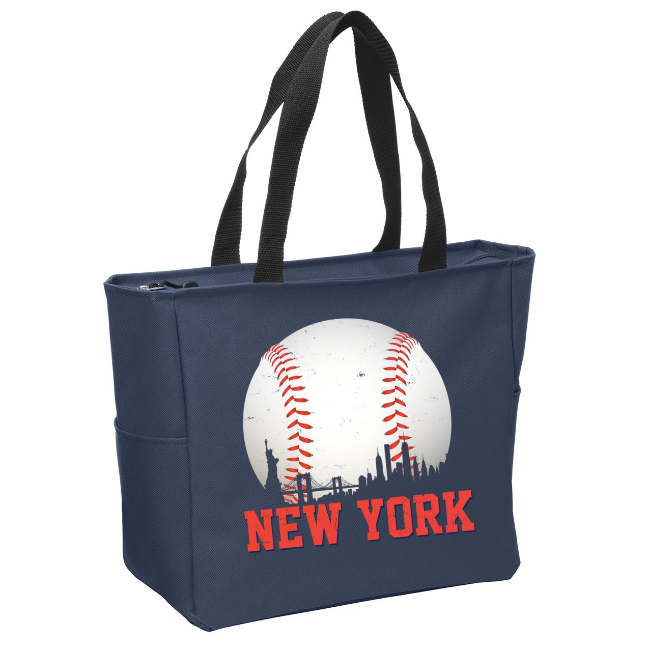 New York Skyline Baseball Sports Fan Zip Tote Bag