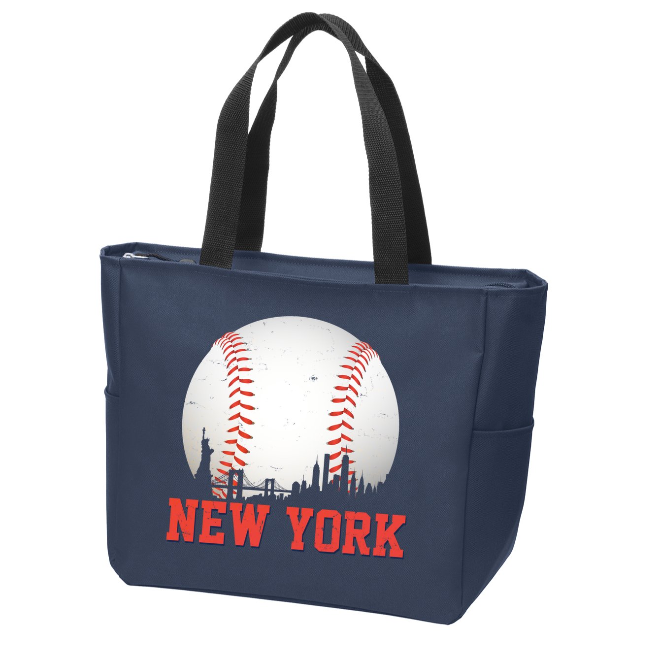 New York Skyline Baseball Sports Fan Zip Tote Bag