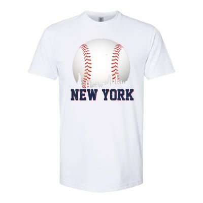 New York Skyline Baseball Sports Fan Softstyle CVC T-Shirt