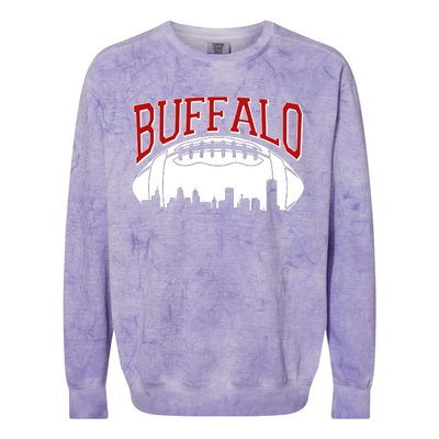 New York Skyline Buffalo Football Fan Colorblast Crewneck Sweatshirt