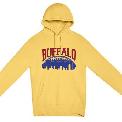 New York Skyline Buffalo Football Fan Premium Pullover Hoodie