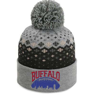 New York Skyline Buffalo Football Fan The Baniff Cuffed Pom Beanie