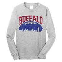 New York Skyline Buffalo Football Fan Long Sleeve Shirt