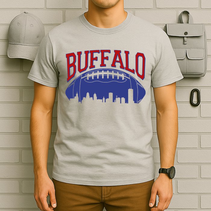 New York Skyline Buffalo Football Fan T-Shirt