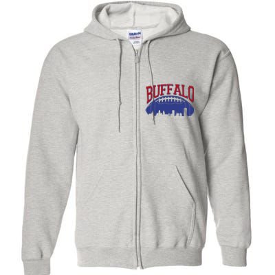 New York Skyline Buffalo Football Fan Full Zip Hoodie