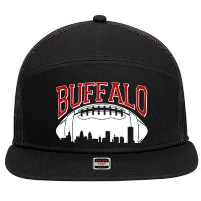 New York Skyline Buffalo Football Fan 7 Panel Mesh Trucker Snapback Hat