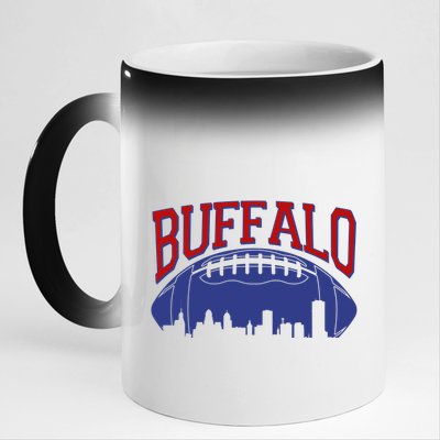 New York Skyline Buffalo Football Fan 11oz Black Color Changing Mug