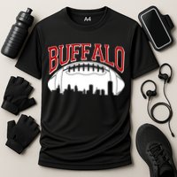 New York Skyline Buffalo Football Fan Cooling Performance Crew T-Shirt