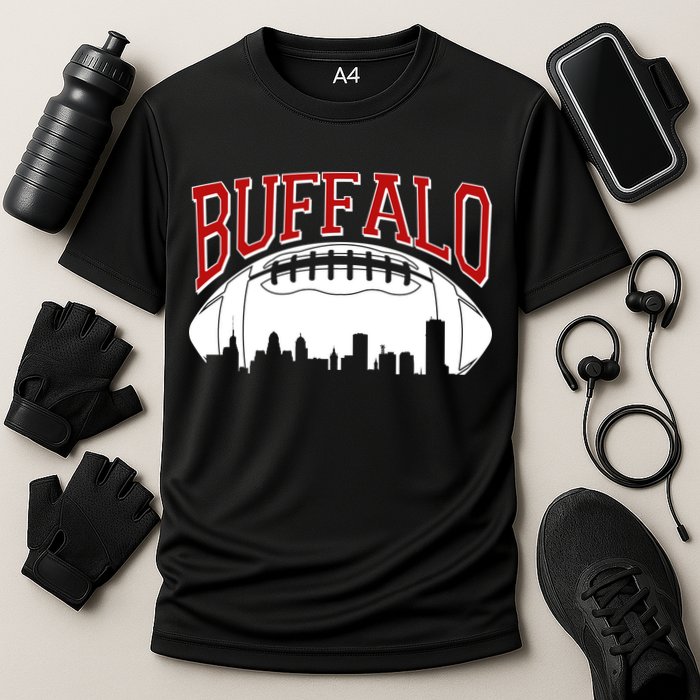 New York Skyline Buffalo Football Fan Cooling Performance Crew T-Shirt