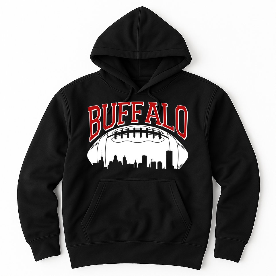 New York Skyline Buffalo Football Fan Hoodie