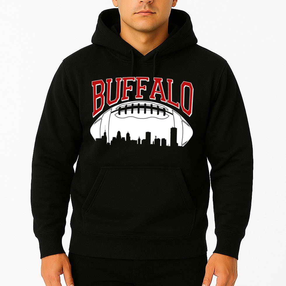 New York Skyline Buffalo Football Fan Hoodie