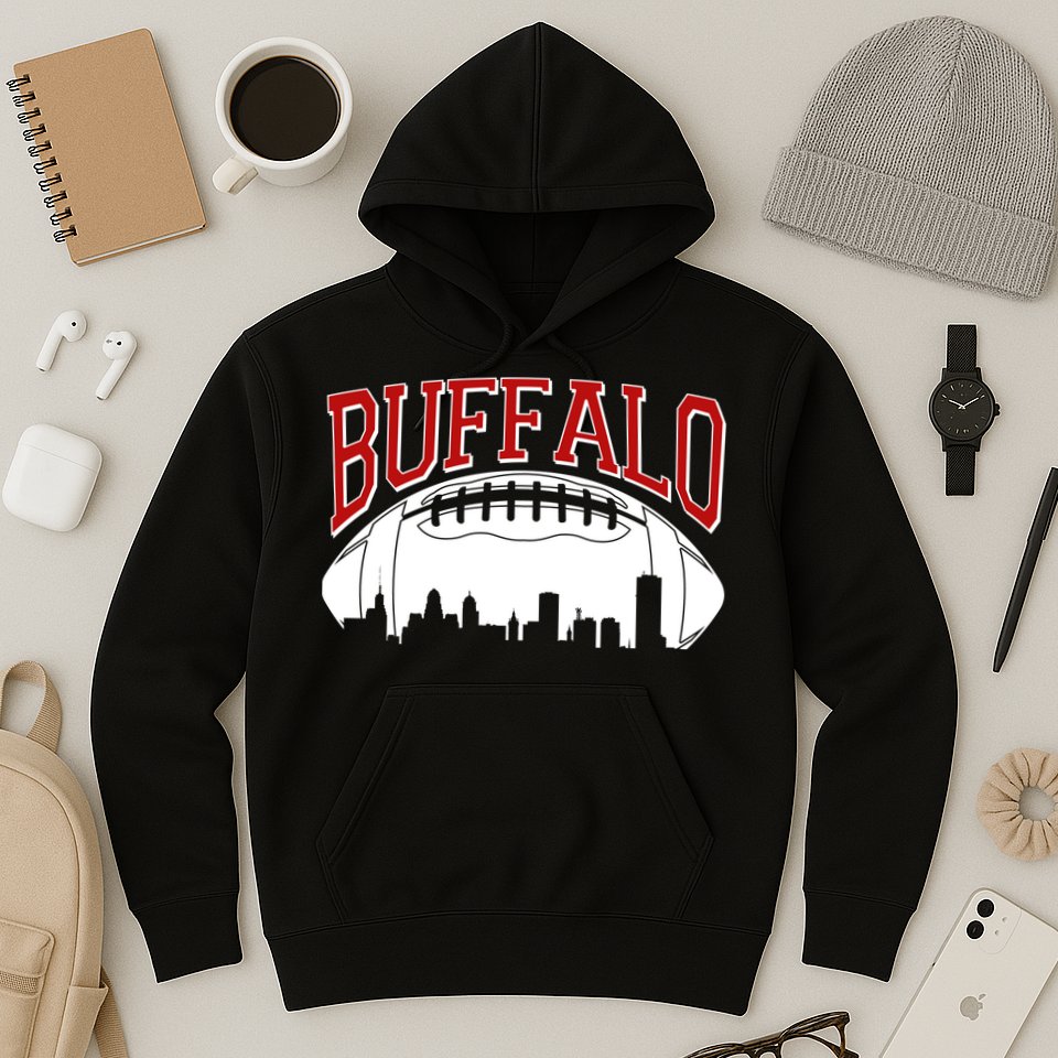 New York Skyline Buffalo Football Fan Hoodie
