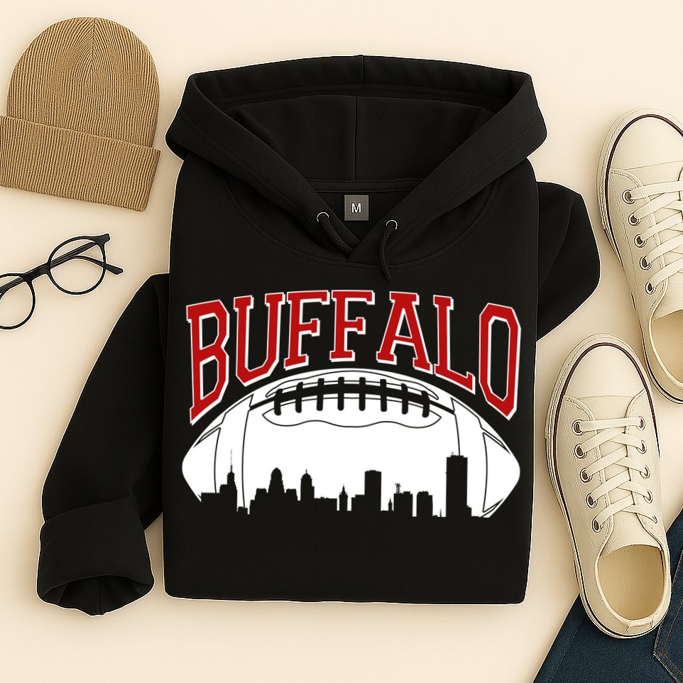 New York Skyline Buffalo Football Fan Hoodie