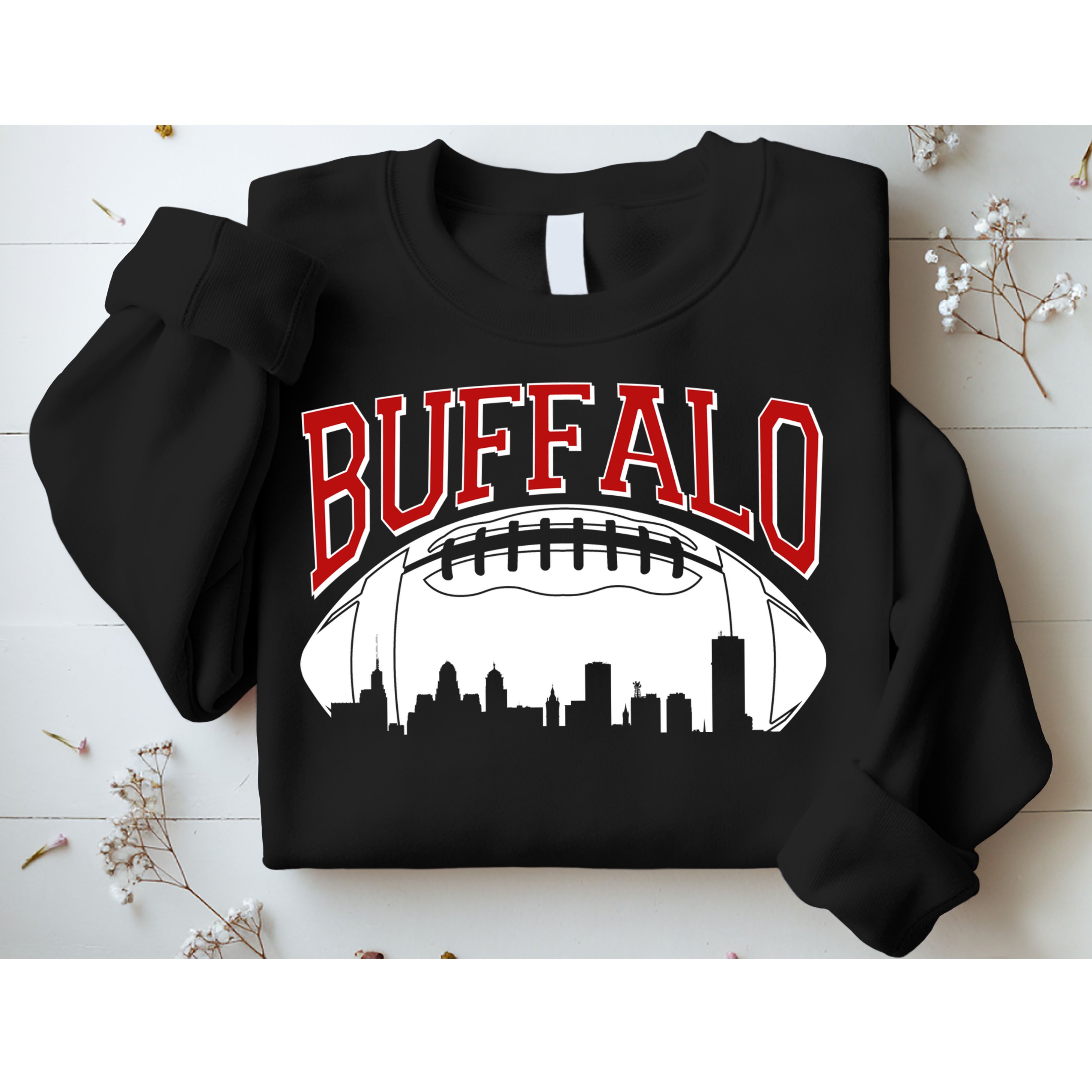 New York Skyline Buffalo Football Fan Sweatshirt
