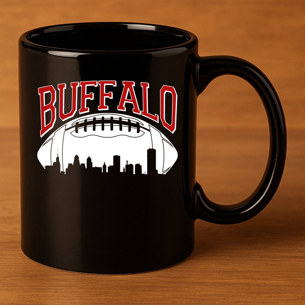 New York Skyline Buffalo Football Fan 11oz C Handle Ceramic Mug