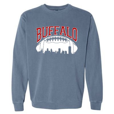 New York Skyline Buffalo Football Fan Garment-Dyed Sweatshirt