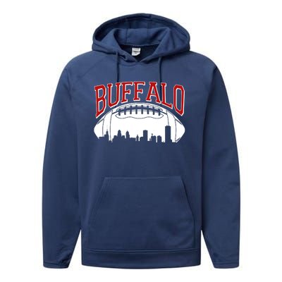 New York Skyline Buffalo Football Fan Performance Fleece Hoodie