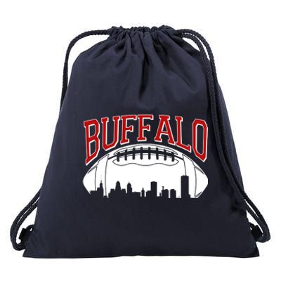 New York Skyline Buffalo Football Fan Drawstring Bag