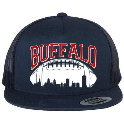 New York Skyline Buffalo Football Fan Flat Bill Trucker Hat