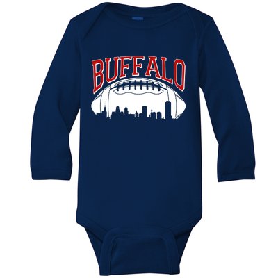 New York Skyline Buffalo Football Fan Baby Long Sleeve Bodysuit