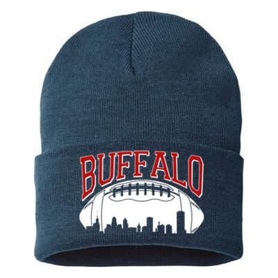 New York Skyline Buffalo Football Fan Sustainable Knit Beanie