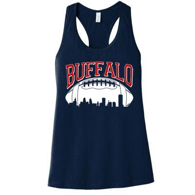 New York Skyline Buffalo Football Fan Women's Racerback Tank