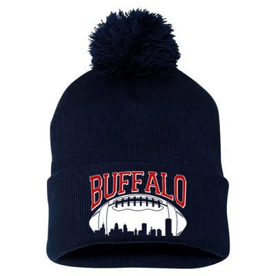 New York Skyline Buffalo Football Fan Pom Pom 12in Knit Beanie