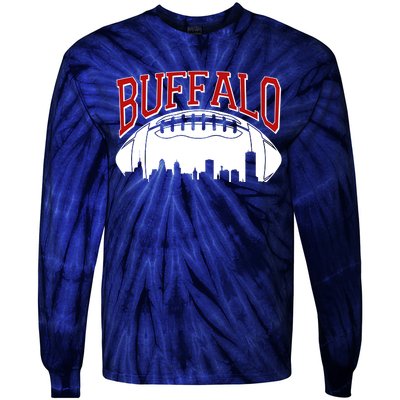 New York Skyline Buffalo Football Fan Tie-Dye Long Sleeve Shirt