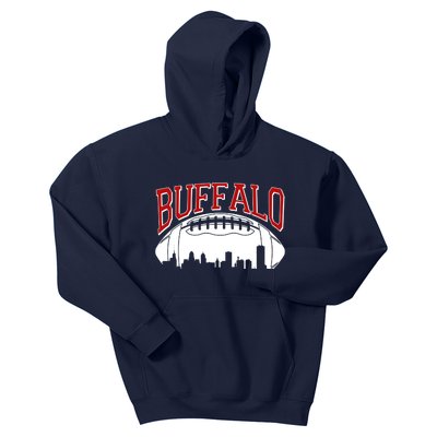 New York Skyline Buffalo Football Fan Kids Hoodie