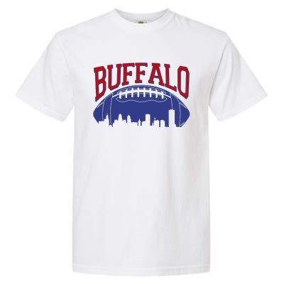 New York Skyline Buffalo Football Fan Garment-Dyed Heavyweight T-Shirt