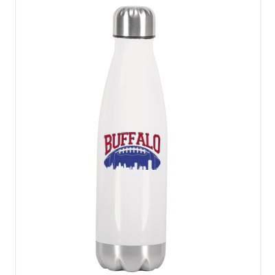 New York Skyline Buffalo Football Fan Stainless Steel Insulated Water Bottle