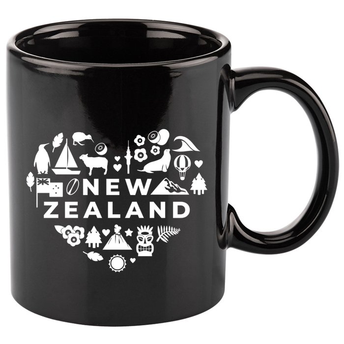 New Zealand Heart 11oz C Handle Ceramic Mug