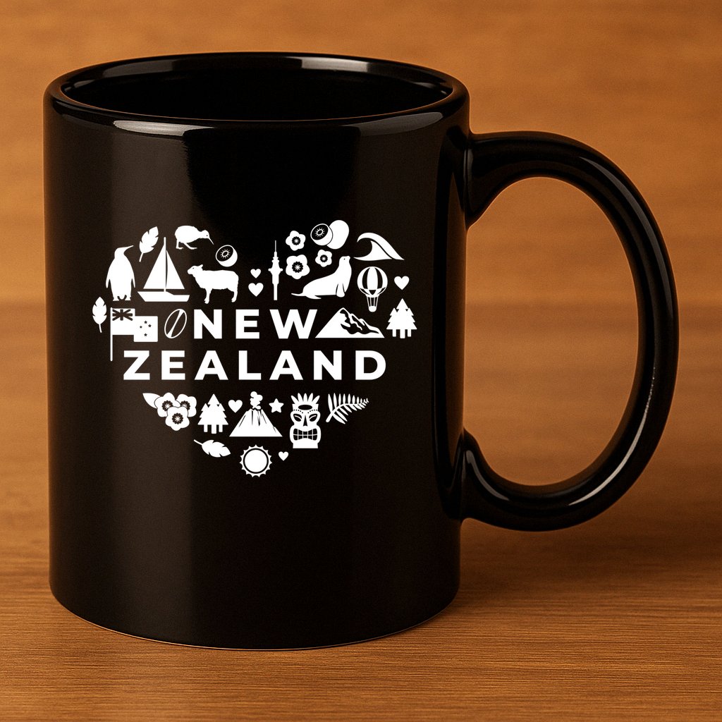 New Zealand Heart 11oz C Handle Ceramic Mug