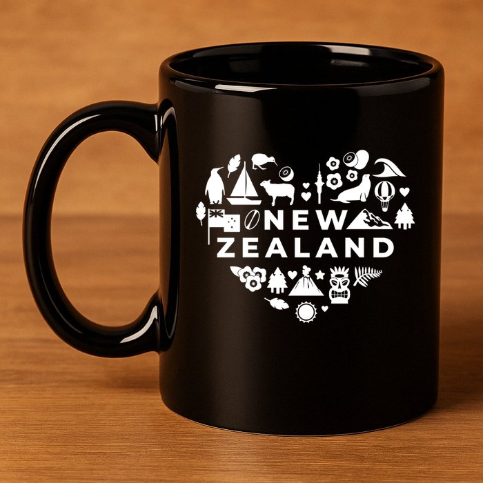 New Zealand Heart 11oz C Handle Ceramic Mug