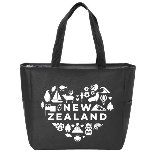 New Zealand Heart Zip Tote Bag