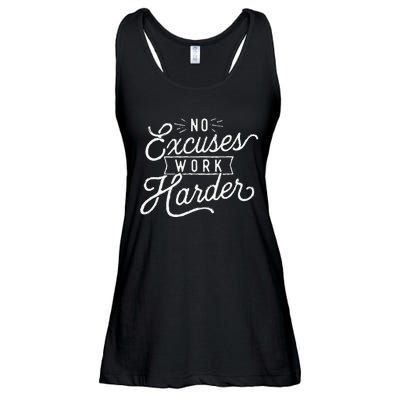 No Excuses Work Harder Motivational Quote Inspiration Ladies Essential Flowy Tank