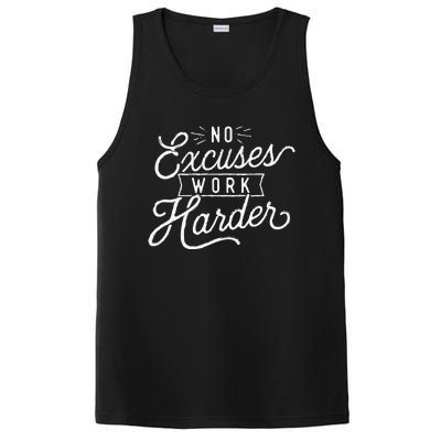 No Excuses Work Harder Motivational Quote Inspiration PosiCharge Competitor Tank