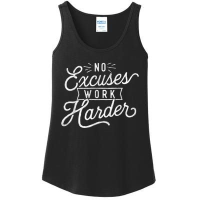 No Excuses Work Harder Motivational Quote Inspiration Ladies Essential Tank